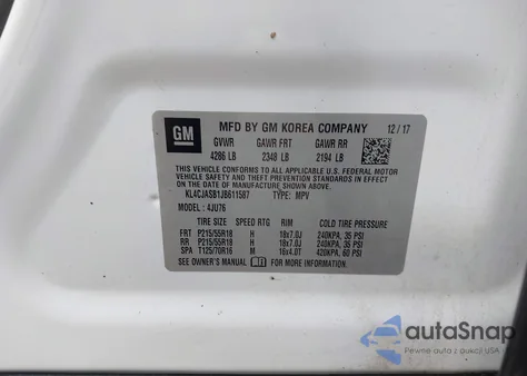 2018 Buick Encore Preferred z USA, uszkodzony, nr VIN KL4CJASB1JB611587